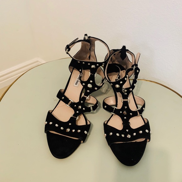 Miu Miu Black Strappy Leather Sandals Italy 40,5 - Picture 3 of 8